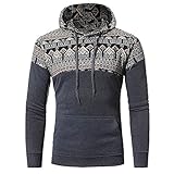 Cramberdy Herren Kapuzenpullover, Herren Pullover Mit Kapuze Tops Outwear T-Shirt Herrenhemden Shirt Langarm Fitness Sweatshirt Casual Drucken Hoodies Bluse Trainingsanzüge Nationaler Stil Pullover