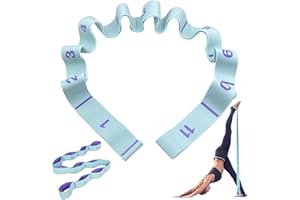 Alethron Yogagurt, Dehnungsband mit 11 Schleifen, Stretching Band, 140cm Lang 3.8cm Breit Yoga Fitnessband Stretching Band Elastikband Dehnband für Pilates Gymnastik Effektives Dehnung