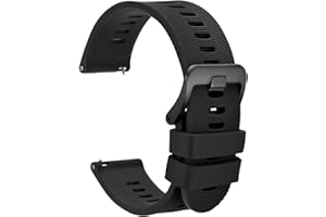 WOCCI 26mm Bracelet de Montre pour Homme à Rayures Arquées, Silicone Bande à Dégagement Rapide, Boucle Noire (Noir)