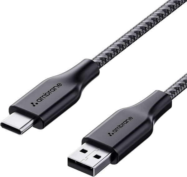 Ambrane Unbreakable 3A Fast Charging 1.5m Braided Type C Cable for Smartphones, Tablets & other Type C devices, 480Mbps Data Sync, Quick Charge 3.0 (RCT15A, Black)
