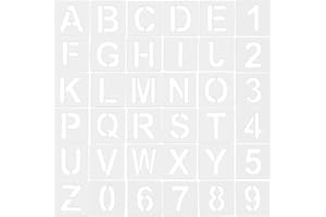 LAMXD 36pcs Letter Stencils, 4 Inch Reusable Plastic Letter Number Template Alphabet Stencil Craft Stencils for Art Projects Decoration Painting DIY