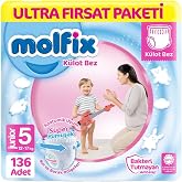 Molfix K&uuml;lot Bebek Bezi 5 Beden Ultra Fırsat Paketi 68 * 2 136 Adet