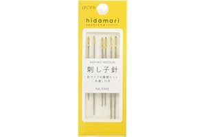 Sashiko Lot de 6 aiguilles à broder et enfile-aiguille Hodamari Cosmo fabriquées au Japon