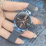 GRCSGL Uhr-Mädchen-Studenten-minimalistischer Stern-Dame Waterproof Fashion Trend, blau