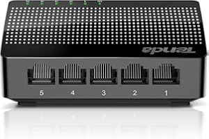 Tenda 5 Port Gigabit Ethernet Switch, Network Switch with LEDs, Ethernet Splitter, Ethernet Hub, Desktop or Wall Mounting, Fanless, Energy-Saving, Plug & Play (SG105)