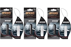 AREON Deodorante liquido per auto da appendere al platino profumato a lunga durata 3D da 5 ml, confezione da 3