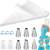 soodyoow 100 Pieces Disposable Pastry Sleeves, Professional Pastry Sleeve with 6 Nozzles and 2 Converter, 3 Top Pastry Sleeve