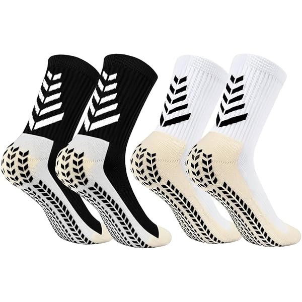 Calzini Da Calcio Uomo Donna - 2 Paia, Antiscivolo, Traspiranti, Taglia Unica, Bianco E Nero - Foto 7