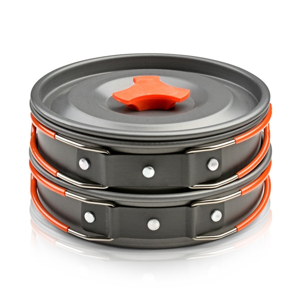 Camping Cookware Kit Pan Pots Plates Portable Picnic Outdoor Cooking