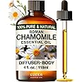 Kukka Roman Chamomile Essential Oil for Relaxation Diffuser, Skin & Body - 4 Fl Oz - 100% Pure Natural, for Aromatherapy & Soap Making Scent DIY