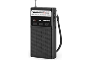 PADWA LIFESTYLE Portable AM/FM Radio, with Back Clip, Built in Rechargeable Batteries, Radio with TF Card slot, 3.5MM Headphone Jack and Light Function（Black）
