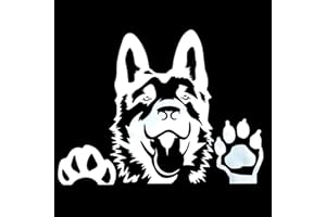 TIZIKJ Adesivo per auto bianco con cane da pastore tedesco, 18 cm, bianco tedesco, colore bianco, per animali domestici, impermeabile, per paraurti e lunotto posteriore