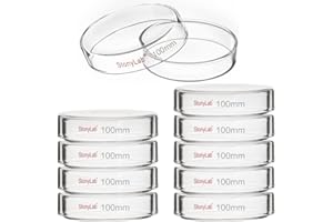 stonylab 10pk Glass Petri Dishes, 100x20 mm Autoclavable Borosilicate Glass Cell Culture Dishes Petri Dishes with Clear Lid for Laboratory