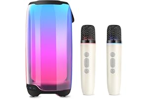 BRILLISTEP Portable Karaoke Machine with 2 Wireless Microphones, Rechargeable Bluetooth Speaker with Led Lights, for Adults/Kids/Party/Wedding/Birthday/Outdoor/Indoor