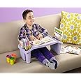 Rio Candy Hobby Desk Lap Tray Table With 3 Compartments Bed Tray Sofa Tray For Home Work, Portable Table with Side Pockets for Coloring Books, Tablets, Toys, Reading, Snacks, Plastic, Ivory, TD-6122