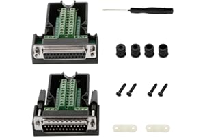 Youmile 2 sztuki DB25 D-SUB złącze 25-biegunowe i gniazdo, bezlutowne przyłącze do płyty Breakout Board, dla majsterkowiczów z śrubokrętem płaskim, osłona kabla