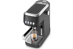 CASABREWS Espresso Machine 20 Bar, Professional Espresso Coffee Machine with Steamer, Coffee Maker Cappuccino Latte Machine with 1.3L Removable Water Tank, Black, Gift for Dad Mom