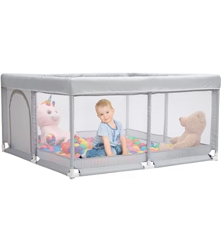 Parc Bebe Julrrimg Pour Bebe - Parc Enfant 120 X 120 Cm, Petite Parc Pour Bebe Avec Filet Respirant, Beige Parc Pliable Bebe