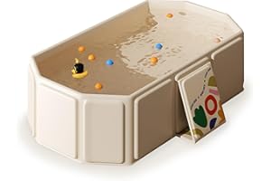 Kingbar Baignoire Pliable Bébé, Bassin De Douche Portable pour Enfants 0-8 Ans, Grande Baignoire Pliable avec Bouchon De Vidange, White