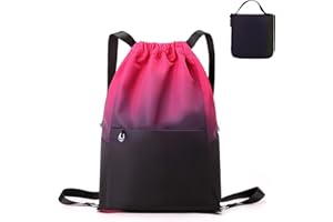 RisePlus Sac à Dos Cordon Grand Imperméable ， Sac de Sport Femme/Homme Multifonction pour Piscine, Gym, Shopping, Voyage ， Sac à Dos Léger Pliable avec Poches Multiples ， 43x32x16cm