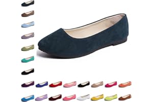 Hwalleum Women's Ballet Flats, Womens Simple Casual Flat Shoes Solid Color Pumps Ladies Girls Dolly Ballet Ballerina Work Smart Office Formal Comfort Pointed Toe Slip On Flats Shoes