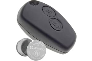 JONGO - Autoschlüssel-Gehäuse ohne Schlüsselblatt kompatibel mit Dacia Logan, Sandero, Duster, Lodgy | Mit 1 x CR2016 Batterie | Plip Fernbedienung Funkschlüssel Nutzfahrzeug 2-Tasten