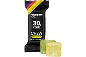 PRECISION HYDRATION Precision Fuel 30 Energy Chews - High Carb,Lightweight Snack for Endurance Sports,30g Carbs per Serving,Ideal for Running & Cycling,No Artificial Ingredients - Original and Mint Lemon (4 x 34g Chews)