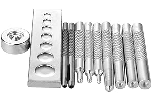 Oriental riverkit 11pcs DIY Lederhandwerk Handwerk Werkzeug, Gesenkstanze Schnapp Nieten Setter-Basis-Kit Die Punch Snap Kit Rivet Setter mit Basis für Punsch Loch