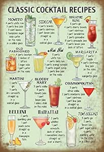 Schatzmix Blechschild Cocktail classische Rezept gr&uuml;nes Metallschild Wanddeko 20x30 tin Sign