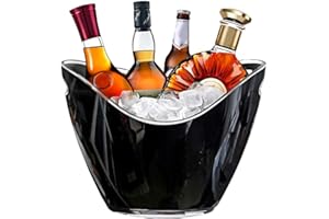 SEPERCASA Secchiello per Ghiaccio Ovale 34,5x24,5x26 cm in Plastica Acrilica – Contiene Fino a 6 Bottiglie – Cestello Champagne, Spumantiera, Glacette per Vino Casa, Bar, Ristorante, Discoteca (Nero)