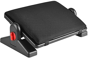 Qlfyuu Footrest Adjustable Ergonomic Foot Rest for Under Desk, Office Footrest with Removable Sponge Cushion, Footstool Tilt Angle Adjustment Non-Skid Massage Surface Comfort for Home