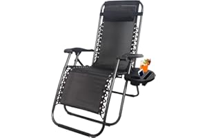 1ABOVE ACCURATE 1 PK Folding Reclining Chair | Heavy Duty Textoline Zero Gravity Chair | Garden Outdoor Patio Sun Lounger (BLACK)