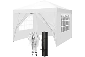 ILGRUPPONE Gazebo 3 x 3 M Impermeabile Uv Resistente Con Pareti Laterali Struttura Acciaio Giardino 2 Porte E Finestre Pieghevole Apertura A Spinta Pop Up