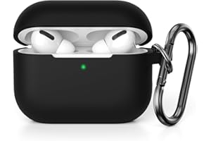 KOKOKA Custodia in Silicone Compatibile con AirPods Pro 2 (2022 Released) con Moschettone, LED Frontale Visibile, Nero