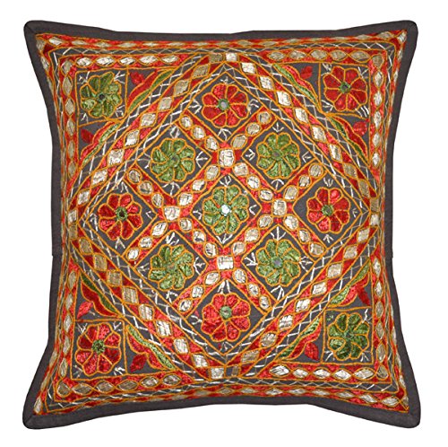 Design Spiegel gestickte Vintage Kissen für Sofa Deko Kissen Cover Set von 5 40 x 40 cm - 2