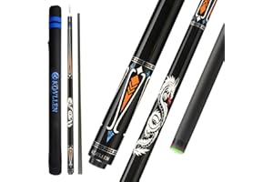 KONLLEN Tacos de Piscina de Fibra de Carbono Stick Wrapless Dragon Professional (Tecnología de Carbono Completo Tacos de Billar de Baja desviación, 12.5 mm, 147 cm)