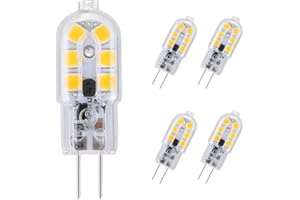 Vicloon Żarówka LED G4, 5-pak 15W równoważne żarówki halogenowe, 2W G4 żarówka LED Oszczędność energii do żarówek do okapu kuchennego, AC/DC 12V 130LM 3000K (A)