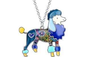 NEWEI Collar con colgante de perro caniche con colgante de esmalte para mascotas para mujeres y niñas amantes de caniche, Esmalte,