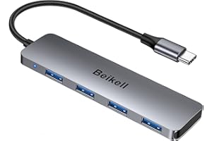 Hub USB C, Beikell Ultra Delgado Aluminio Adaptador USB C con 4 Puertos USB 3.0 & 25cm Cable, 5 Gbps Alta Velocidad Divisor Compatible con MacBook Pro, iPad Pro, iMac, XPS, portátil, móvil, etc.