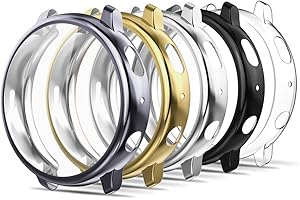 Simpeak 5-Pack Screen Protector Case Compatible with Samsung Galaxy Watch Active 2 40mm, TPU Soft Screen Protector Bumper Cover, Black+Gray+Gold+Clear+Silver