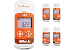 Elitech RC-5+ 5PCS Mini USB Enregistreur de données de température, Haute Précision Capteur, 32000 points de Capacité d'enregistrement Export PDF CSV