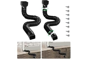 Niciksty Przedłużenie rury spustowej do rynny deszczowej, 2 sztuki, elastyczna rynna deszczowa, rura spustowa, przedłużenie 53-152 cm, łącznik rury do wody deszczowej, rozdzielacz downspout (czarny)