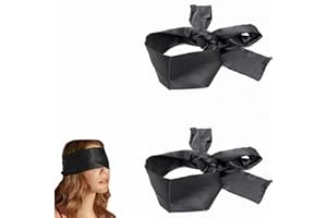 RAKIUTY Maschera per Occhi in Raso, Maschera per il Sonno, Benda Sexy, Benda per Dormire, Occhi Bendati, per Dormire Bendati, Coppie d'Amore, 2 Pezzi, Nero