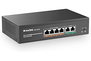 mokerlink 4 Port PoE Switch, 2 Uplink Ethernet Port, 78W Haute Puissance, IEEE802.3af/at, Fanless Metal, Plug & Play