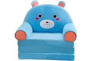 IQYU Reflux Cuscino 80 cm schienale poltrona 2 in 1 pieghevole per bambini, simpatico cartone animato, divano letto pieghevole per soggiorno, camera da letto, senza fodera, set di cuscini decorativi (blu,