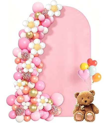 AIBIIN 80 x 180 cm marrone a forma di arco sfondo rotondo copertura ad arco 2 lati supporto per cerimonia nuziale festa di compleanno baby shower banchetto decorazione