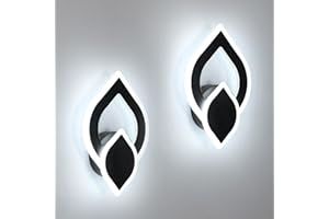 Mckalen Aplique Pared Interior LED, 2 Piezas 16W 1800LM Luz de LED Negro Moderna, Lámpara de Pared Salón para Estudio en Pasillo, Luz Blanca 6500K