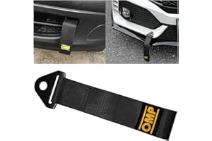JNNJ 2 Pieces Towing Loop Universal, Tow Strap Tuning with Bolt + Nut + Cable Tie Tow Strap Tow Eye Tuning, Trailer Belt Personalised Decoration, High-Strength Towing Cable for Vehicle(Black)