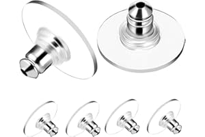 HEIZHU 100 Pcs Earring Backs for Studs,Earring Back - Non-Slip Safety Backs,Plastic Earring Backs for Hook, Stud, Hoop, Transparent Secure Clutch, DIY Jewelry Accessories Bulk Replacement(Silver)