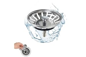 Auriselle Fregaderos de Cocina Colador Universal de 80 mm Tapón de Desagüe de Acero Inoxidable con Protección contra Olores Fácil Instalación y Durabilidad para Fregaderos y Lavabos de Cocina